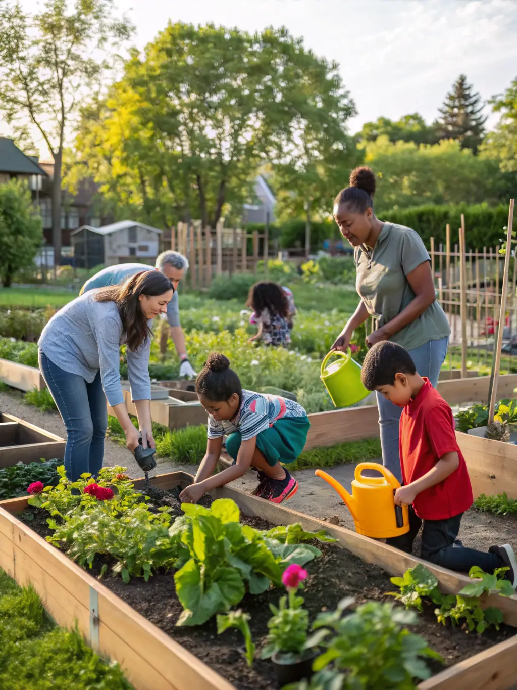 An image of community members participating in a workshop on sustainable gardening practices, showcasing the organization's commitment to promoting sustainable agriculture and food security.