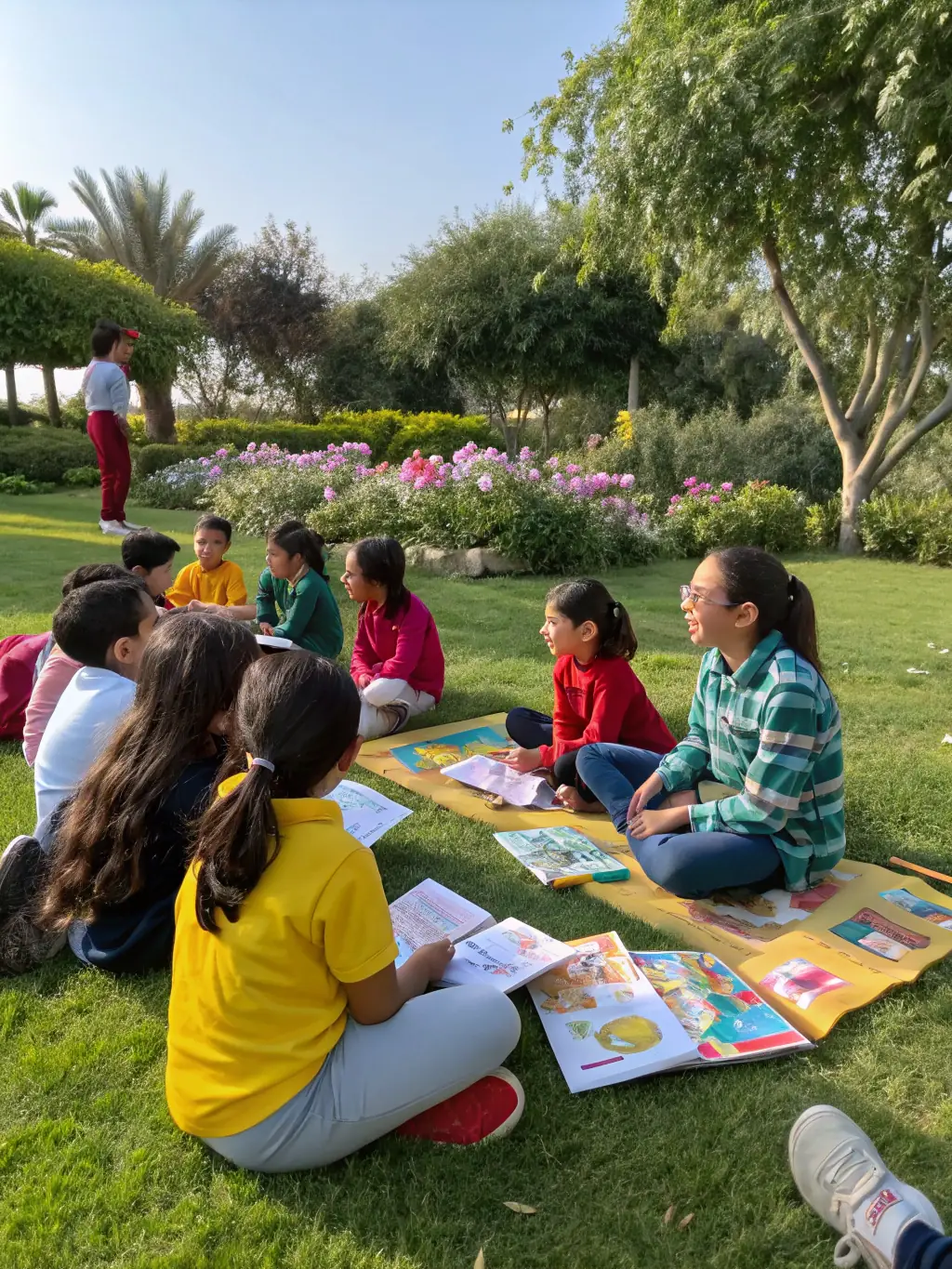 A heartwarming image of children participating in an environmental education program, learning about the importance of conservation.